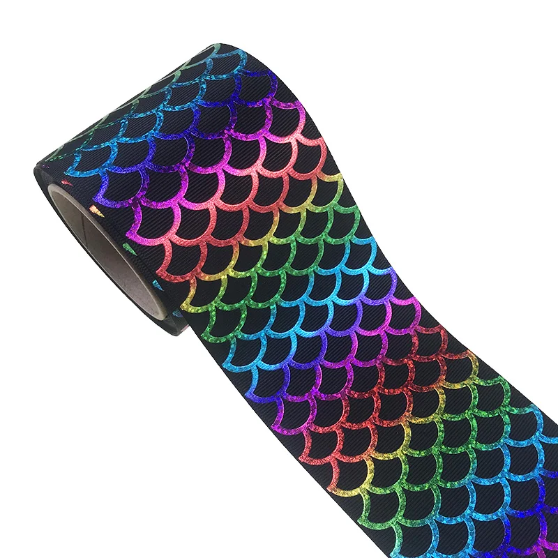 75 мм Красочные лазерные Русалочки рыбные весы напечатанные ленты ручная работа