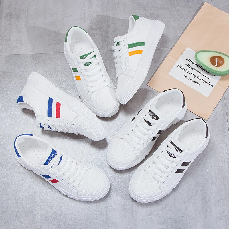 Женские удобные кроссовки на шнуровке платформе Zapatos De Mujer Повседневная Белая