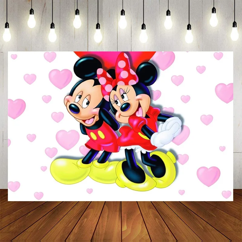 120x80cm Minnie Mickey Mouse Photography Background Vinyl Cloth Photo Shooting Backdrop for Kid Baby Birthday Party Studio |