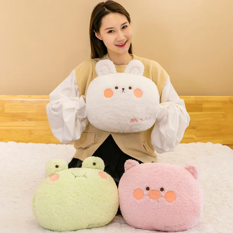 Cute Warm Hand Pillow Plush Rabbit Girl Piggy Nap Pillow Gift Cartoon Animals Cushions Pillows Hugs Toys Hand Warm