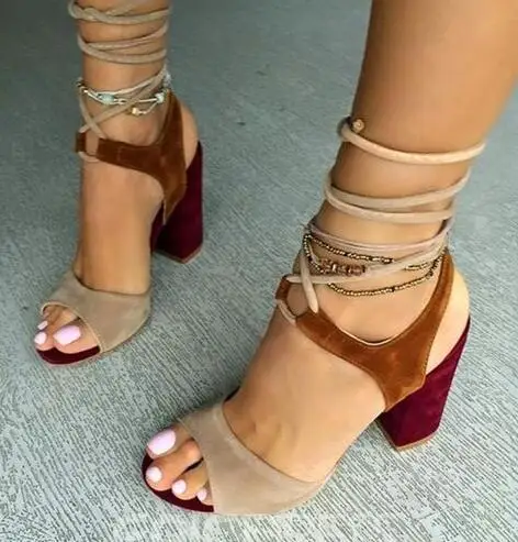 

Solid color fashion rope Sexy High Heel Sandals