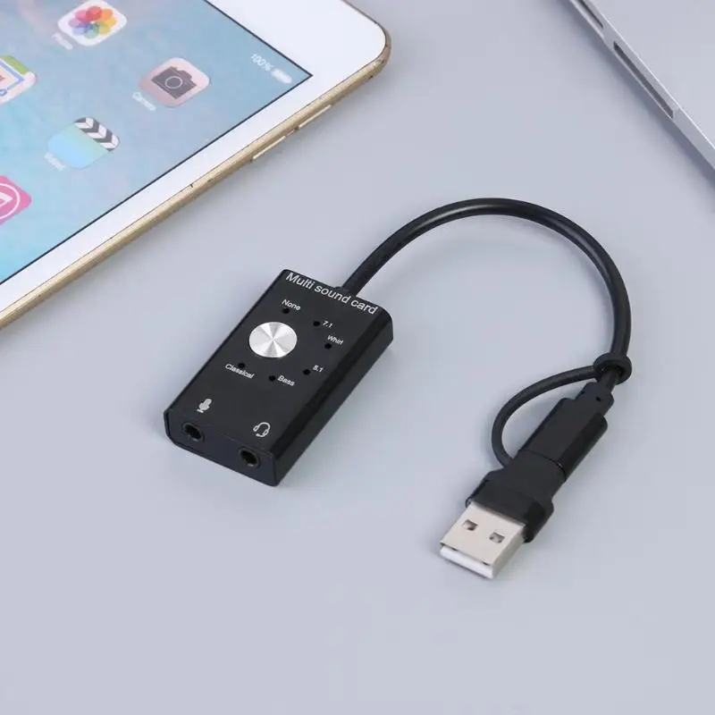 USB-C саундкарта USB 2,0 аудио интерфейс внешний адаптер для ноутбука PS4 гарнитура Поддержка win 2000/2003/XP/Vista