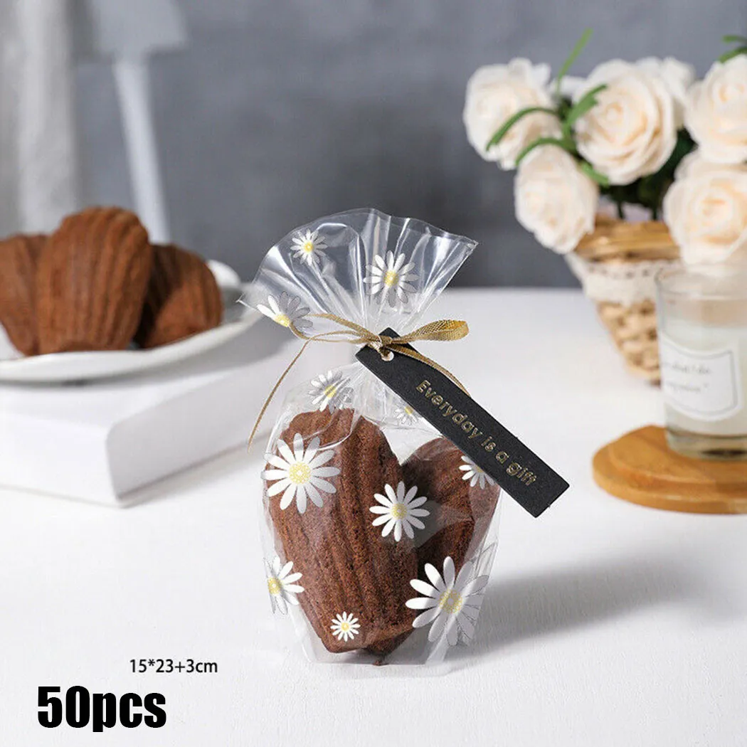 

50/100pcs Gift Packing Bags Gold White Dots Vertical Bags For Cookie Candy Bread Baking Party Wedding Decor