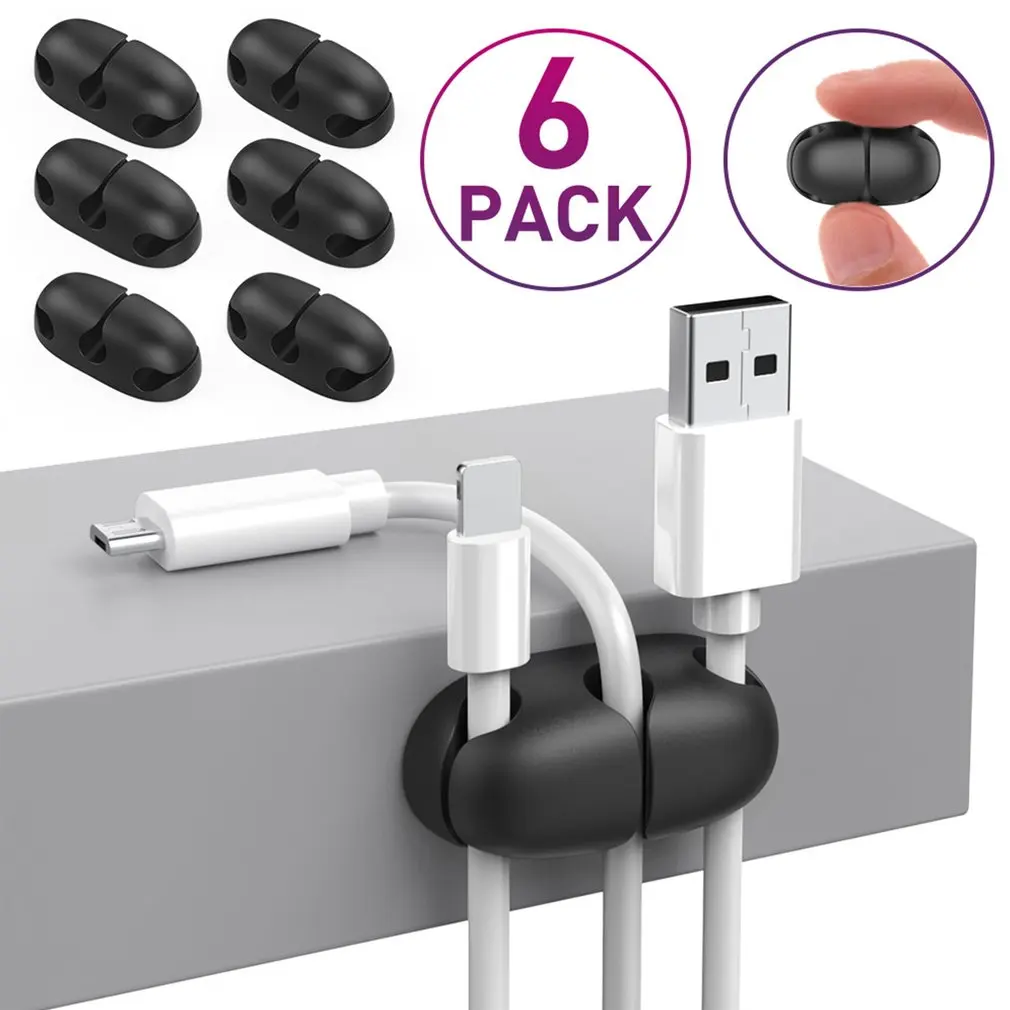 

6pcs 3 Hole Desktop Wire Bracket Strong Bonding Rope Holder Cable Clamp For USB Cable For Power Cord Date Cable Organizer