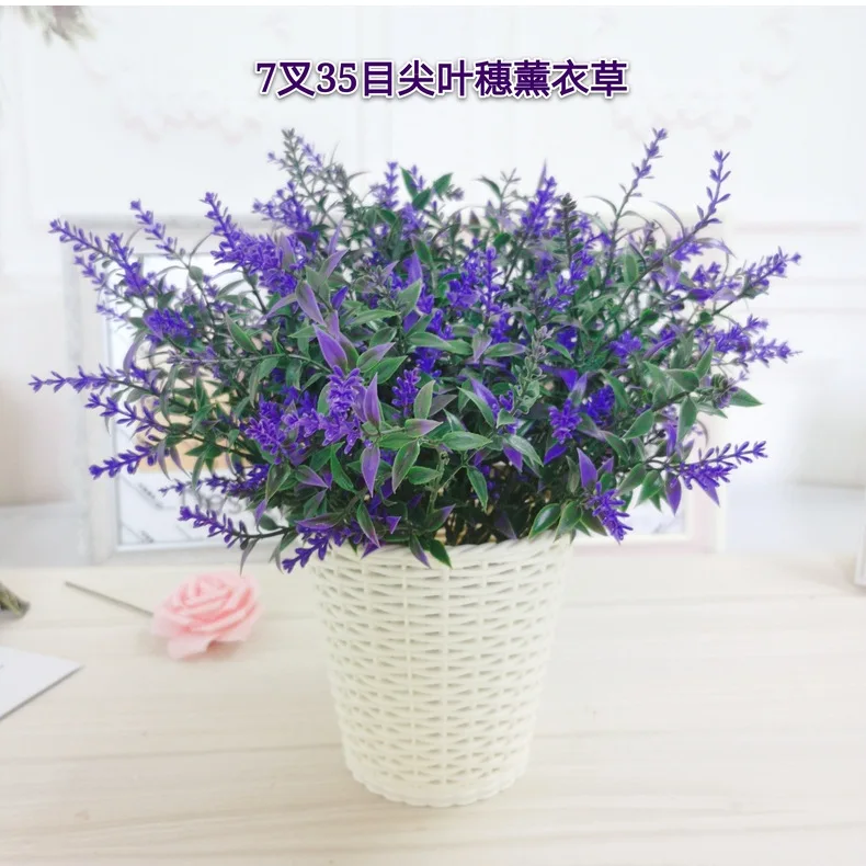 

new 7branch/pc lavender wheat ears artificial flower bouquet simulation plant green plant potted flower wall