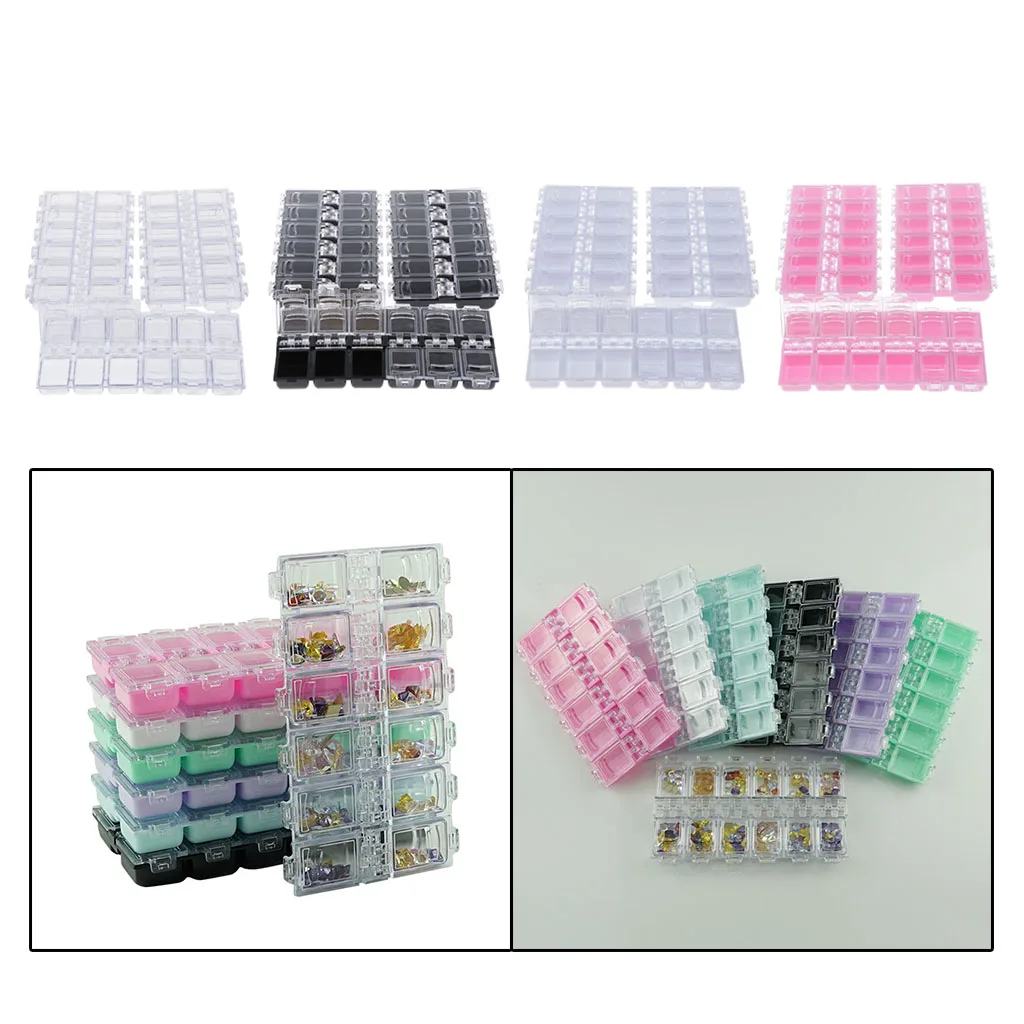 

3x Plastic Box Jewelry Organizer Diamond Storage Case Small Parts Container