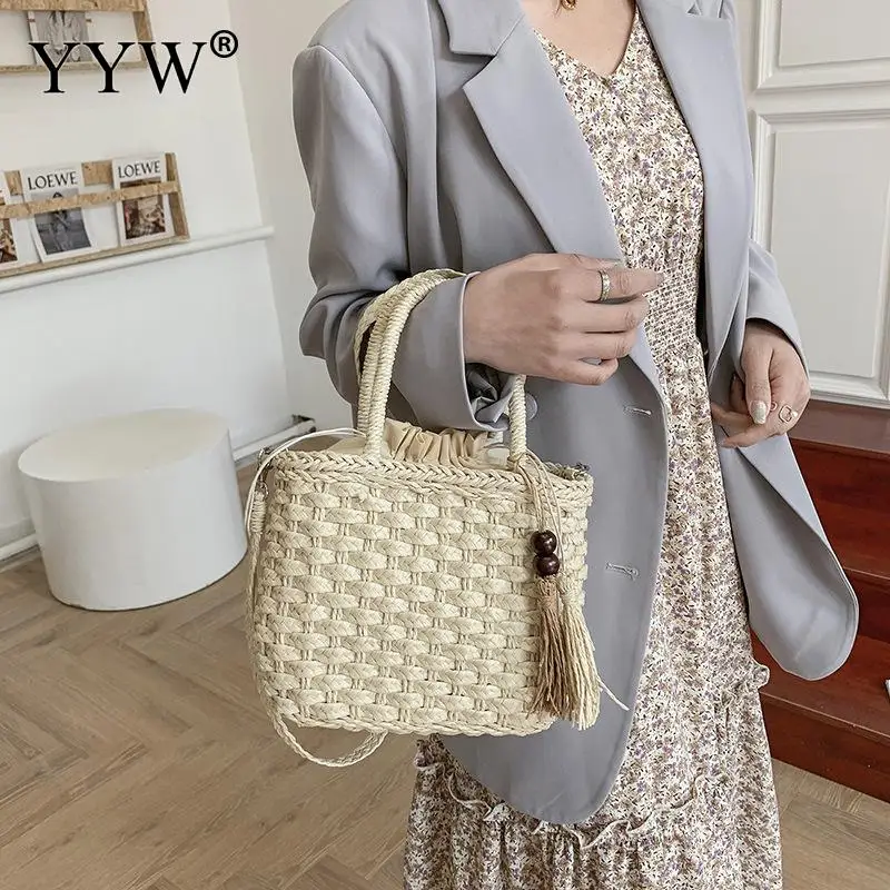 

Соломенные Сумочки через плечо для женщин, плетеная Сумка-тоут, модная женская сумка, женские повседневные сумки-тоуты, сумки на плечо, женс...