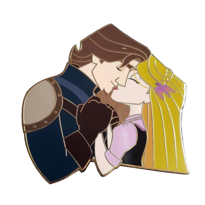 

Disney Rapunzel Brooch Enamel Pin Le Pei and Flynn Kiss Metal Badge Couple Bag Decoration Lapel Pins Accessories Jewelry