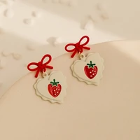 %e2%80%8bzdmxjl high class sweet cute women earring red bowknot heart fruit strawberry drop earrings bride wedding jewelry accessories