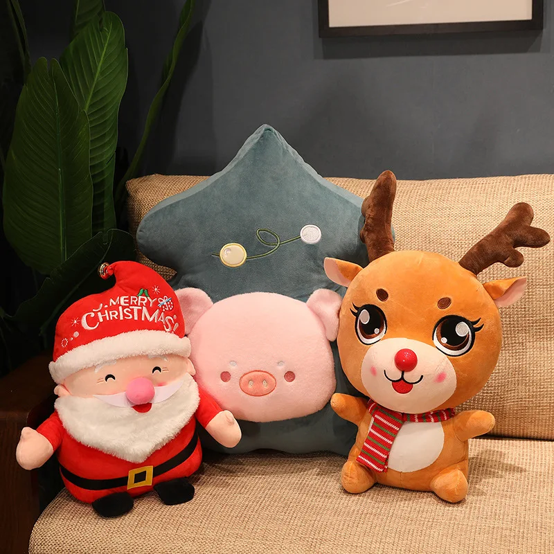 

Kawaii Pig Plushie Christmas ELK Plush Toys Soft Santa Claus Plush Pillow Stuffed Animals Christmas Room Decorate Birthday Gift