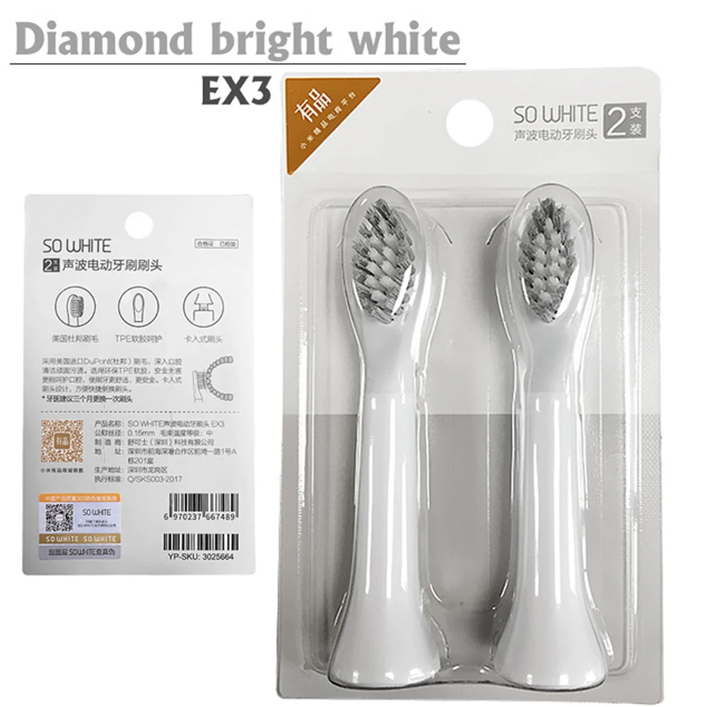 

Xiaomi SOOCAS toothbrush heads for Replaceable WHITE EX3 Electric Toothbrush Soft Bristles Deep Cleaning toothbrush head 5
