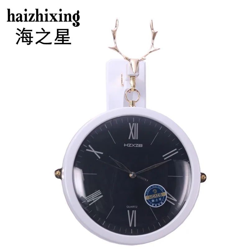 Deer European Wall Clock Simple Modern Design Art Double Sided Bedroom Plastic Orologio Casa Home Decoration SS50WC | Дом и сад