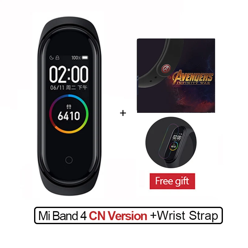 CN Add Black Avenger Новейший Xiaomi mi-браслет 4, фитнес-браслет с цветным экраном, Bluetooth 5,0, смарт-браслеты 4, сменный mi Band 3 - Цвет: CN Add Black Avenger