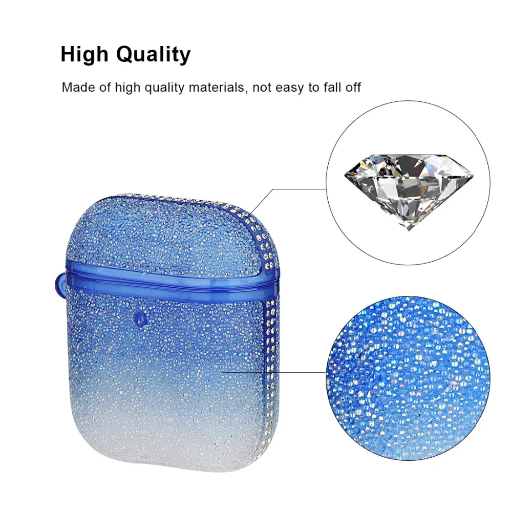 Роскошные блестящие Swarovski Алмазные беспроводные bluetooth наушники чехол для Apple AirPods 1 и 2 Чехлы для Airpods защитный чехол