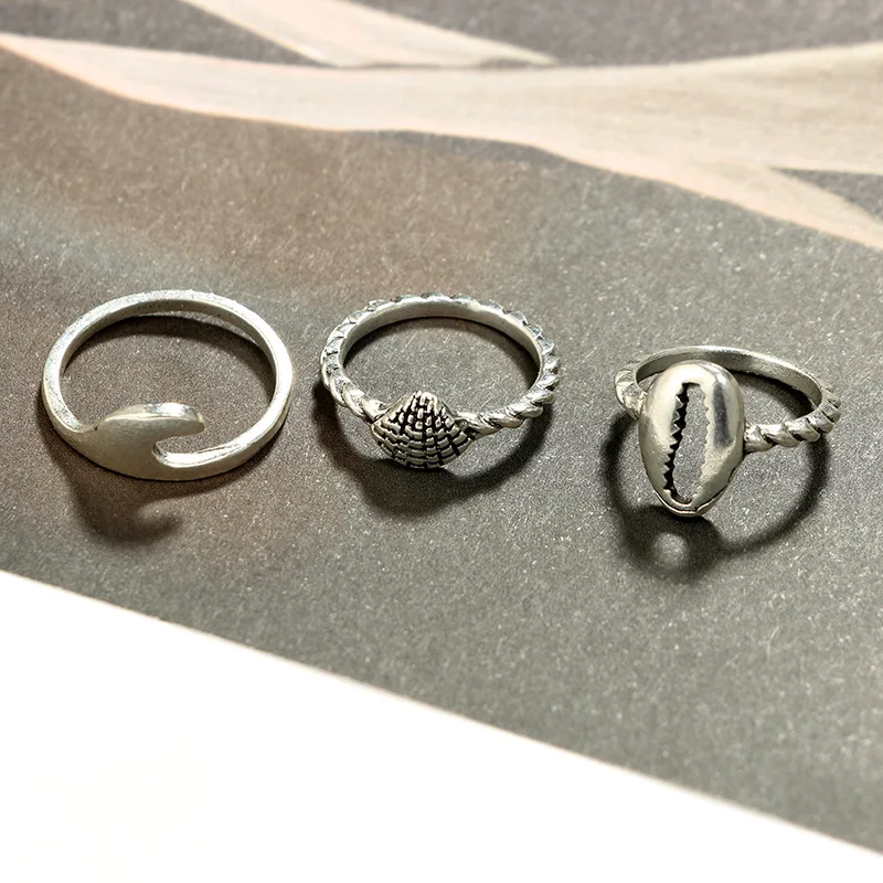 

8 Pcs Retro Fashion Alloy Shell Turtle Shark Turtle Rings