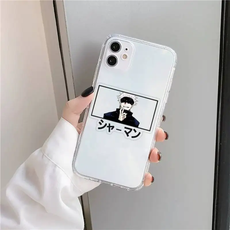 

Jujutsu Kaisen Satoru Gojo anime Phone Case Transparent for iPhone 11 12 mini pro XS MAX 8 7 6 6S Plus X 5S SE 2020 XR