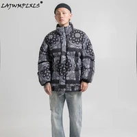 thick bomber jacket male clothing plus size winter cotton padded coats men warm parkas cashew printed outerwear fashion