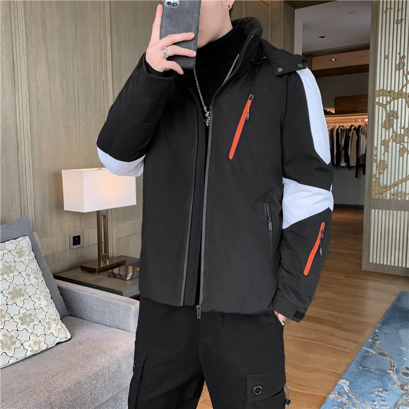 

Winter fashion men's tooling jacket 90% white duck down jacket warm hooded jacket QE852