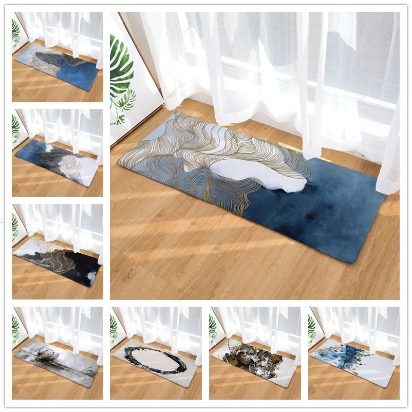 Длинный кухонный коврик современный напольный с рисунком чернил и масел