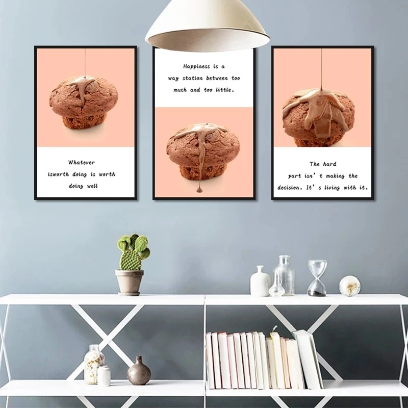 

Nordic Style Chocolate Layer Cake Canvas Painting Delicious Wall Art Picture Posters Decoration Home Living Room Kitchen