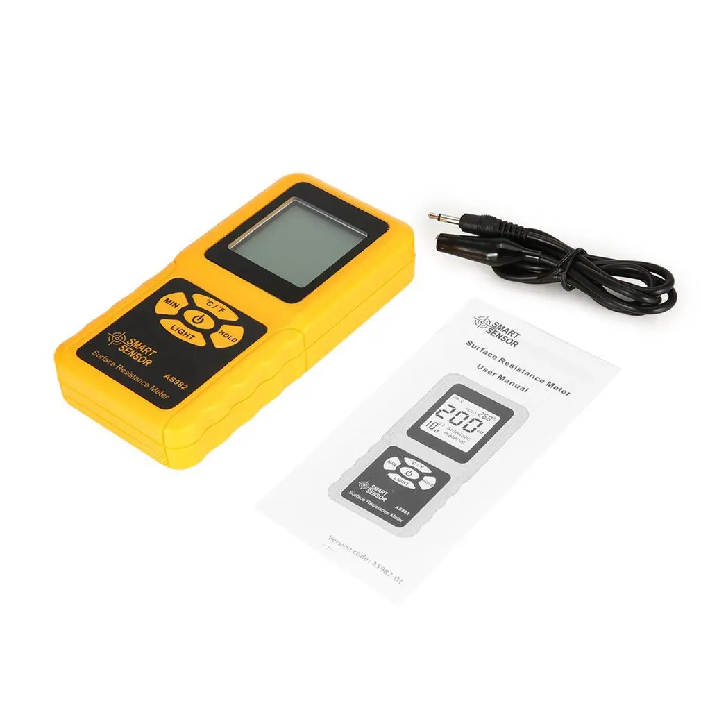 

Portable Surface Resistance Meter Tester Handheld Earth Resistance Meter Data Holding Function LCD Display AS982