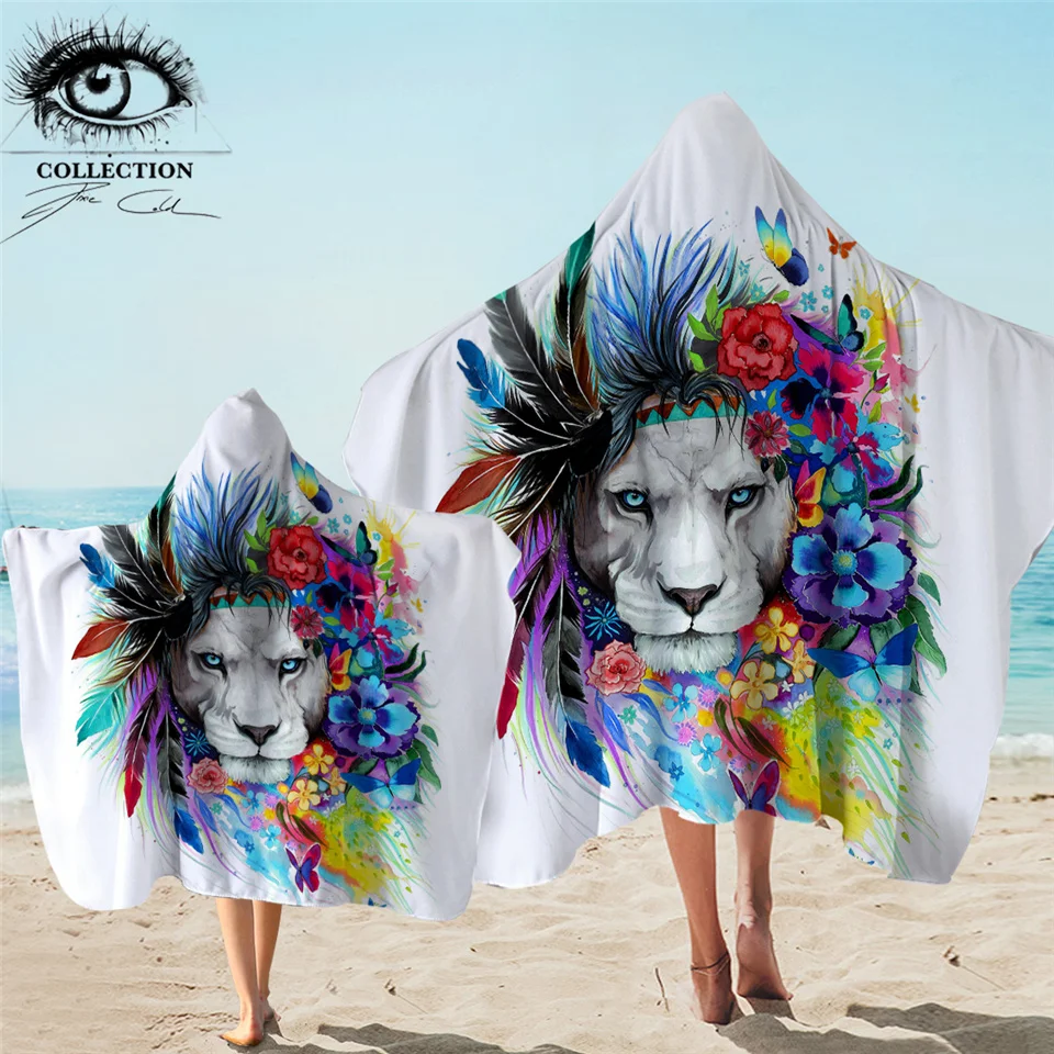 Полотенце с капюшоном Lion by Pixie Cold Art пляжное полотенце изображением животных