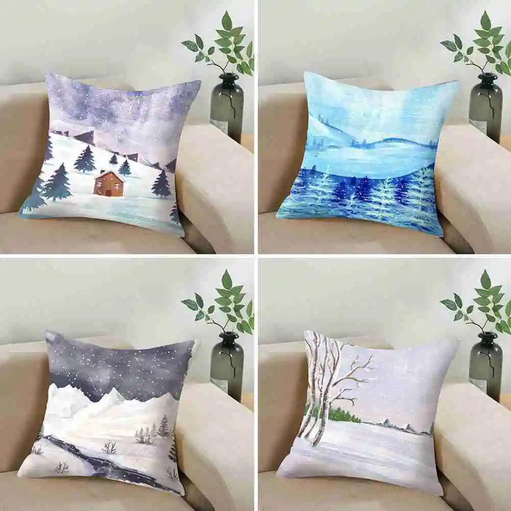 

Scenery Cushion Cover Cute Pillow Cover Cartoon Polyester Case Office Throw Home For Bedroom Pillow Waist Decor Car Pillows F0H1