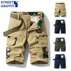 Мужские тактические хлопковые шорты-карго, повседневные свободные камуфляжные шорты с карманами в уличном стиле, размеры 28-38, лето 2021