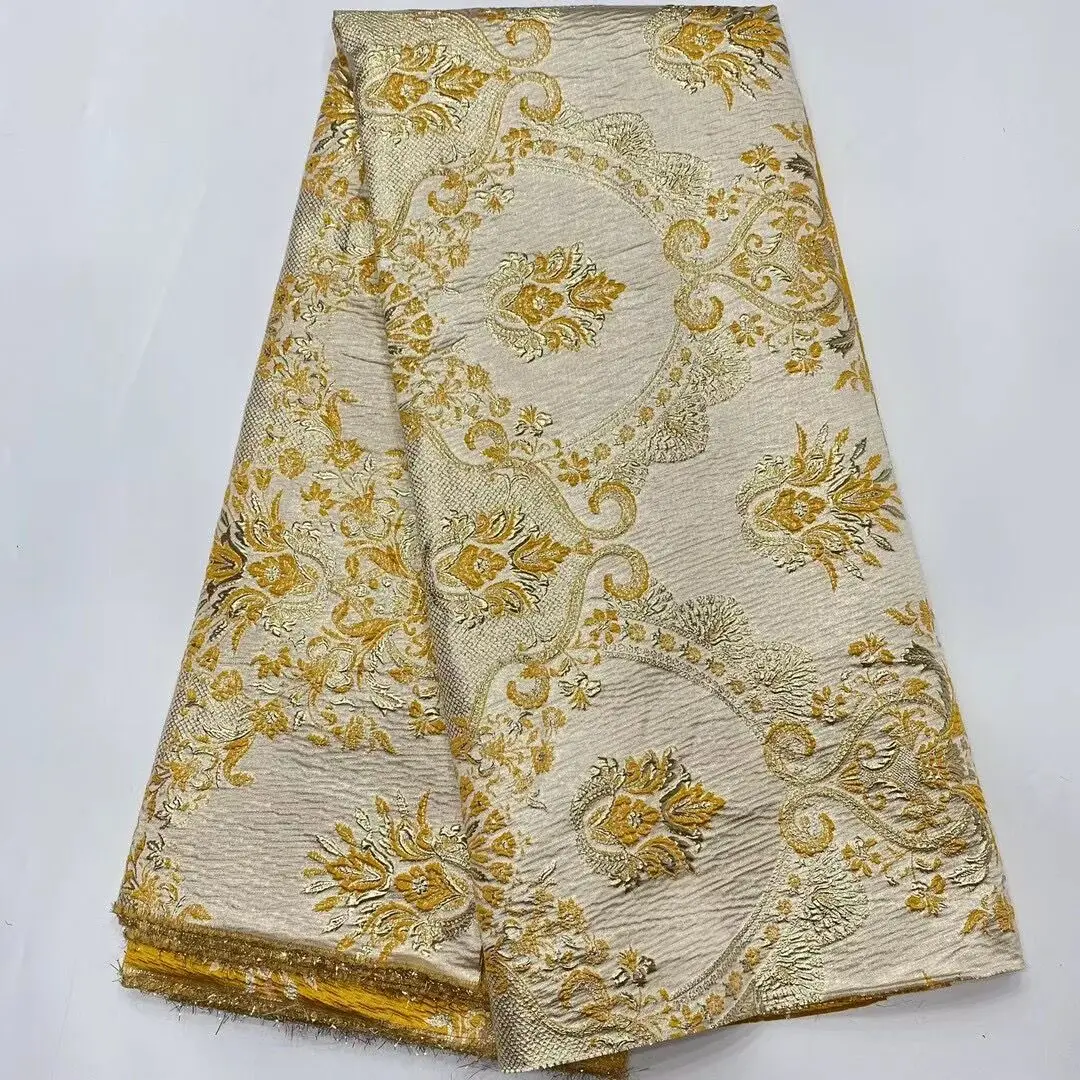 

Fashion 5Y African Jacquard Brocade Fabric Cloth Nigerian Lace Material DIY Patchwork Tissus Telas For Sewing Bridal Dress PJZ11