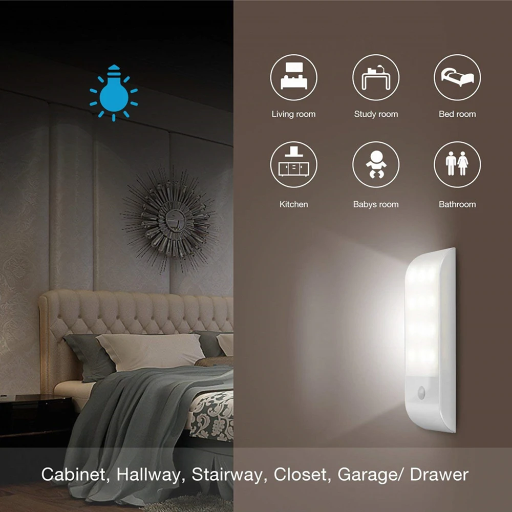 Ночной светильник с инфракрасным датчиком движения перезаряжаемый от USB 12