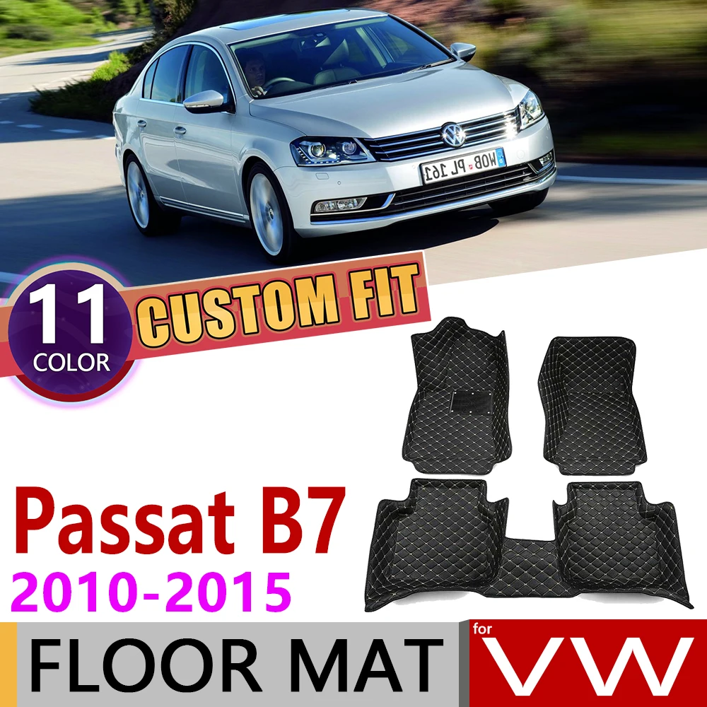 Пользовательские автомобильные кожаные Коврики для Volkswagen VW Passat B7 2010 ~ 2015 5 мест