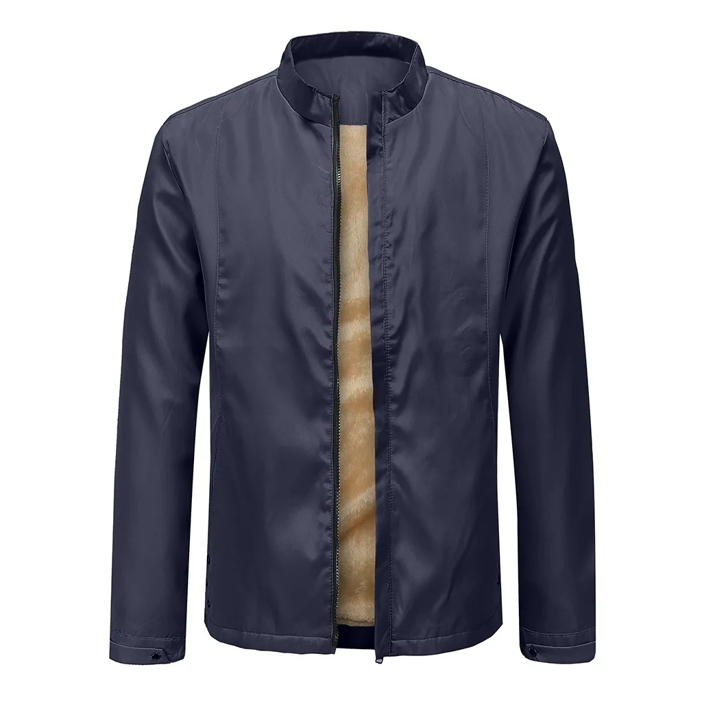 Куртка-бомбер на молнии Мужская Весенняя Осенняя зимняя повседневная однотонная