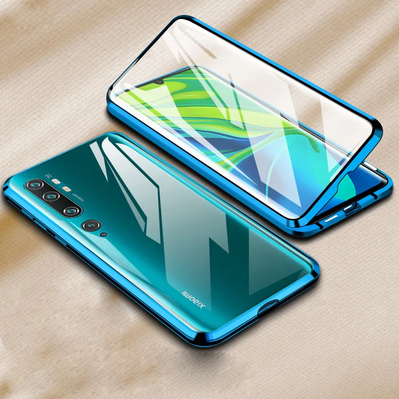 Двухсторонний стеклянный чехол для redmi note 10 pro 10s магнитный поглощающий флип-чехол