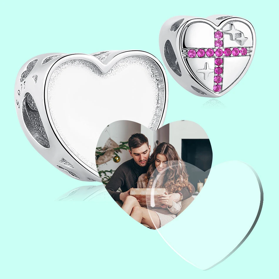 Подвески бусины из серебра 925 пробы с крестом фото на заказ сердце для