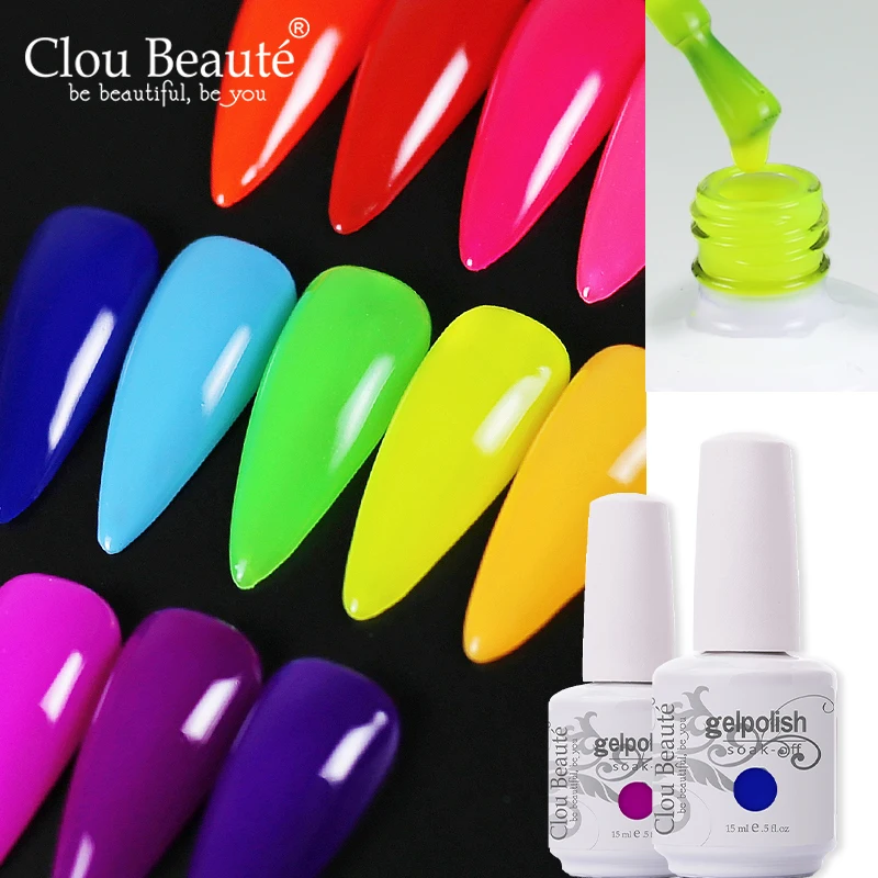 Clou Beaute неоновый Цветной Гель лак для ногтей 226 цветов 15 мл отмачиваемый гель UV Vernis
