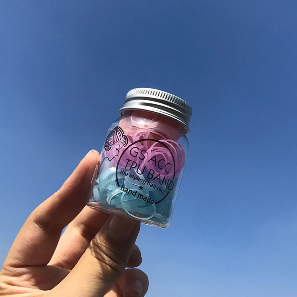 

Fashion Canned High Quality Rubber Hairband Disposable Gradient Color Headwear Elastic Hair Rope Tie Headband Hair Accessories