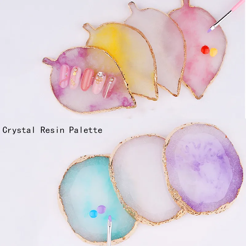 Мраморная палитра для рисования ногтей/круглый лист с золотистыми краями кольцо