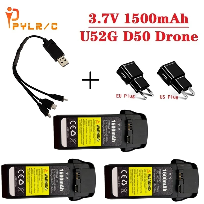 Original U52G D50 RC Drone battery Quadcopter spare parts for U52G D50 5.55Wh drone 3.7V 1500mAh 905134 Lipo battery Charger