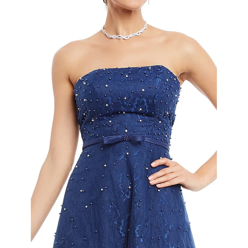 

Elegant Grape Evening Dress Strapless Sleeveless Backless Evening Party Gowns Beading Lace Formal Dresses A-line Robe De Soiree