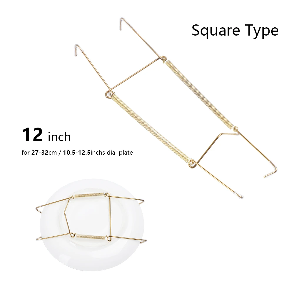 Square Type 12inch 1 шт. металлический настенный дисплей Таблички вешалка W Тип блюдо пружинный Держатель Невидимый крюк фоторамка домашний декор - Цвет: Square Type 12inch