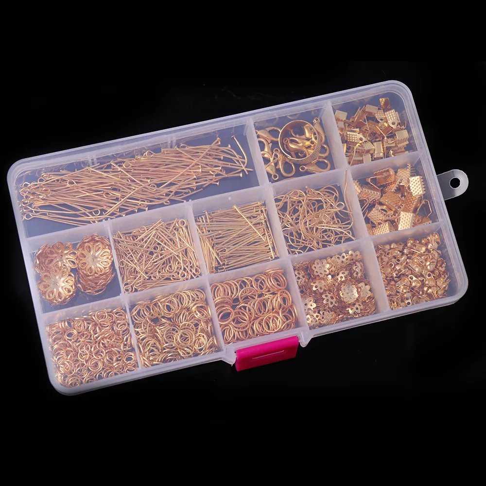 

960pc DIY Iron Lobster Clasp 9 T Needles Single Cirle Flower Accessories Set Wholesale Manual Handmake Material