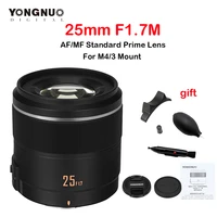 yongnuo yn25mm f1 7m lens large aperture afmf standard prime camera lens for micro m43 mount panasonic olympus g95 gf9 gx9