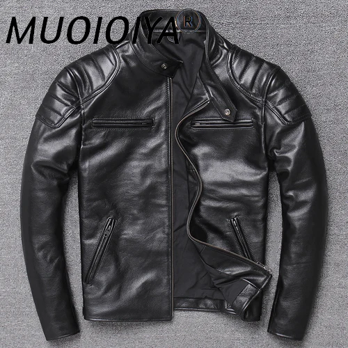 

Tcyeek Genuine Leather Jacket Men Winter Clothes 2022 Motociclista Biker Real Cow Leather Coat Man Streetwear Fit Chaqueta W1756