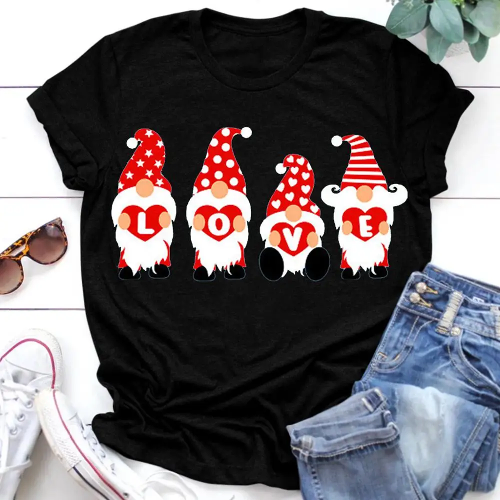 Женская рубашка на День святого Валентина с принтом футболка коротким рукавом