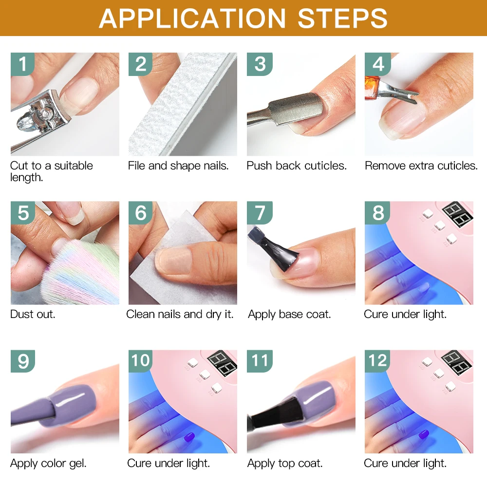

MEET ACROSS 12Pcs Nail Gel Polish Set Pure Color Soak Off UV Gel Nail Varnish Kit For Manicure Nail Art Gel Polish