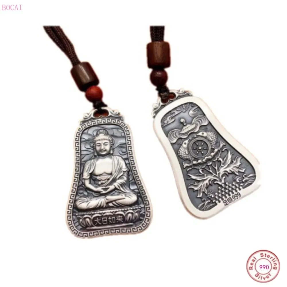 Кулон из чистого серебра S999 с китайским знаком зодиака Будда ретро чистое