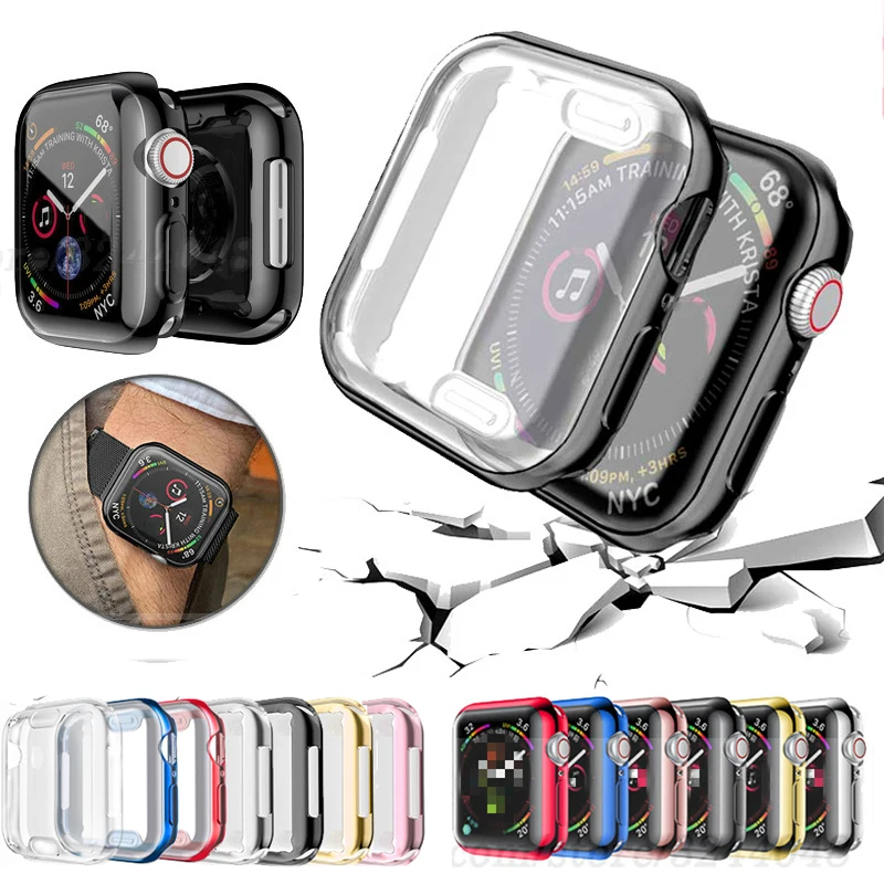

Watch Cover case For Apple Watch series 6 5 4 3 2 1 case 42mm 38m 40mm 44mm Slim TPU case Screen Protector for iWatch 6 5 4 44mm