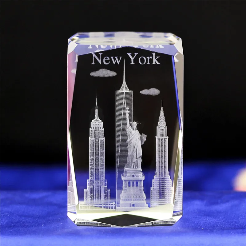 

3D Crystal Cube Laser Engraving Building Model Figurines Miniatures Souvenirs Home Decoration Luxury Gifts