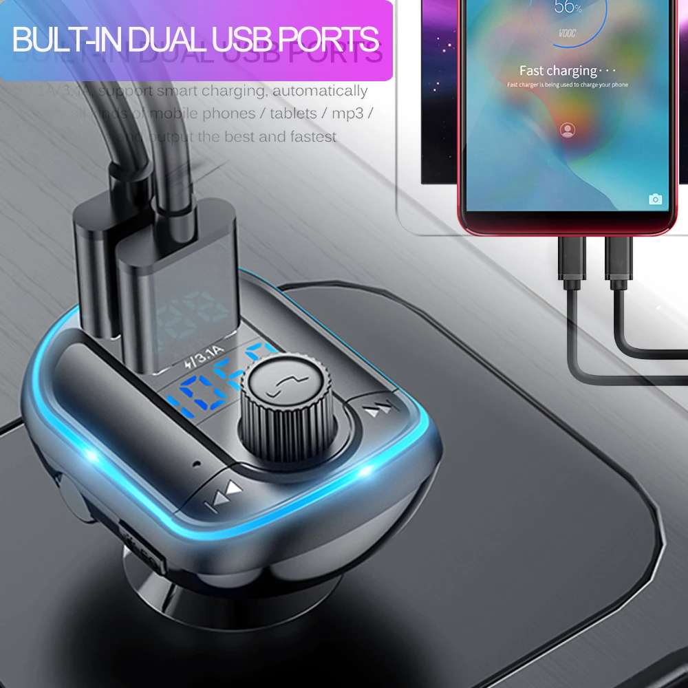 Автомобильный FM-трансмиттер AOSHIKE Bluetooth 5 0 FM-радио модулятор автомобильный