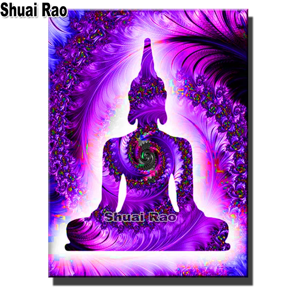 Набор для алмазной вышивки «сделай сам», мозаика фиолетового цвета с изображением Будды, Фрактальная абстрактная картина, вышивка крестиком, рождественский подарок H920
